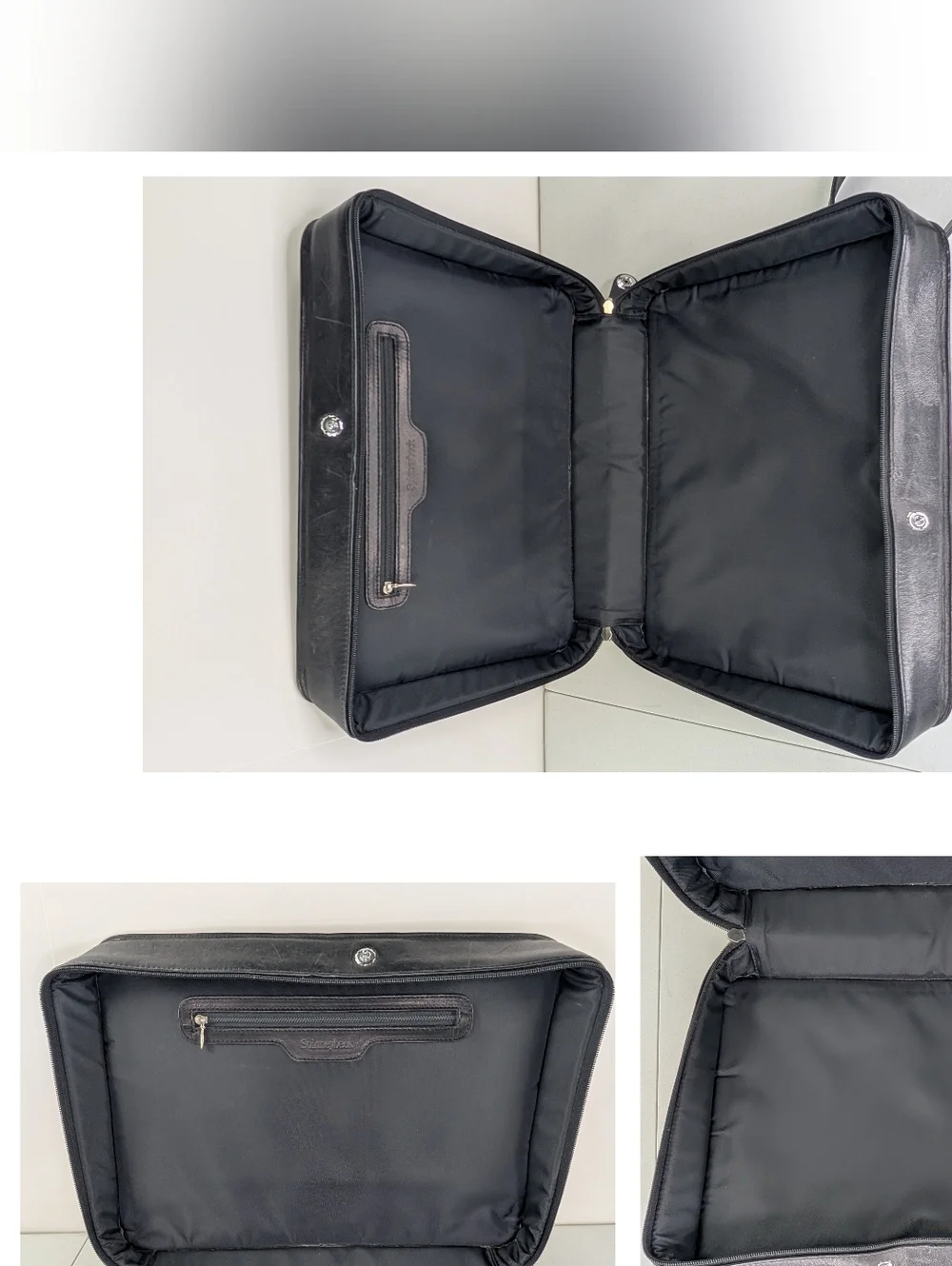 Spinneybeck Leather Briefcase Bag Rectangular Black Hand Straps Zip Around